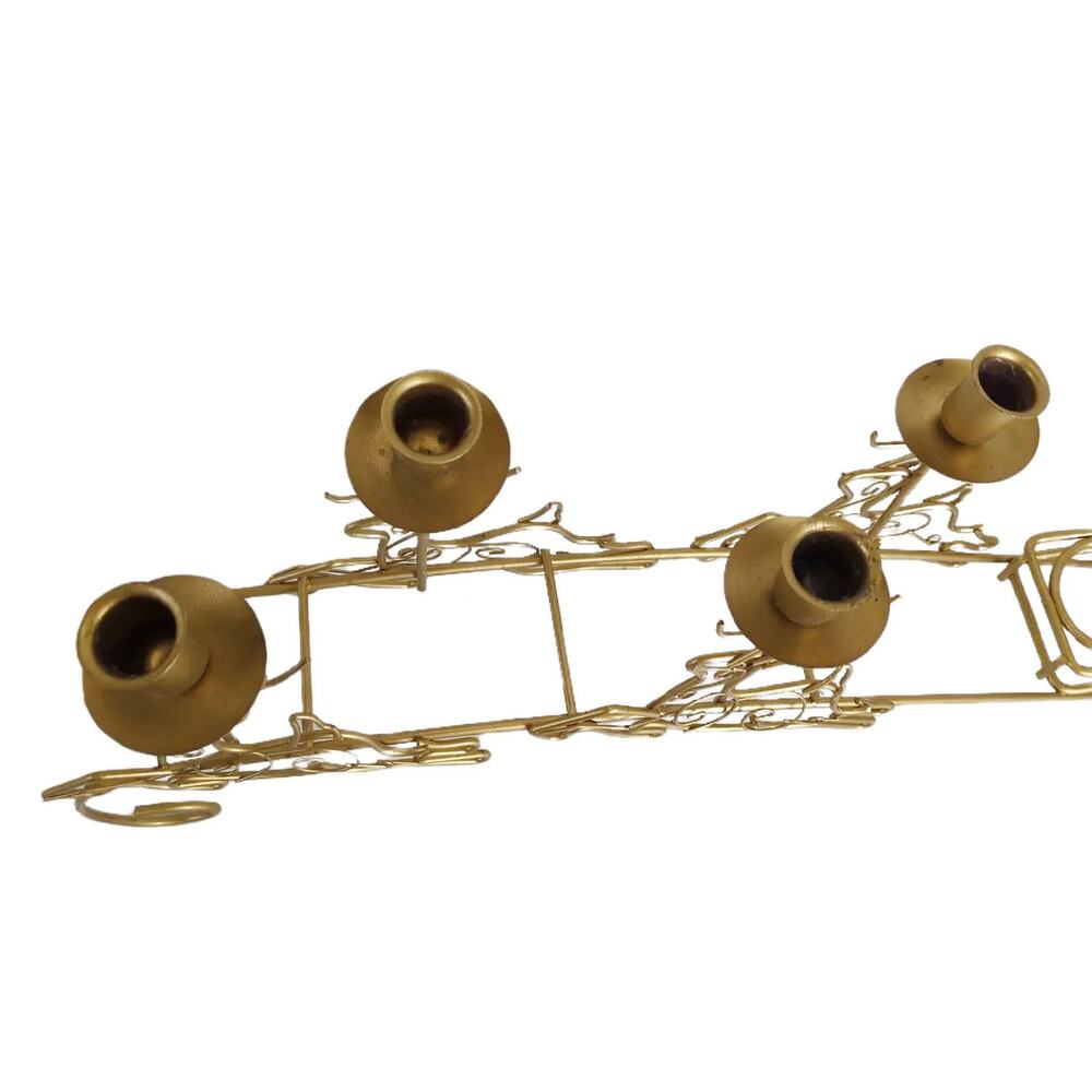 Vintage Macy's Gold Metal Wire 26"‎ Long Reindeer & Sleigh Mantle Candle Holder - Picture 6 of 6